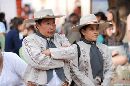 PURMAMARCA, ARGENTINA - 27 January 2011: Gauchos on traditional festival in Purmamarca, province Jujuy, northen Argentinaのeditorial素材