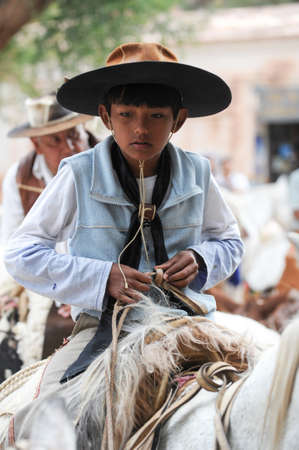 PURMAMARCA, ARGENTINA - 27 January 2011: Gauchos on traditional festival in Purmamarca, province Jujuy, northen Argentinaのeditorial素材