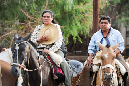 PURMAMARCA, ARGENTINA - 27 January 2011: Gauchos on traditional festival in Purmamarca, province Jujuy, northen Argentinaのeditorial素材