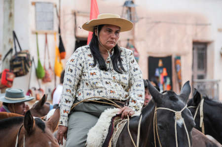 PURMAMARCA, ARGENTINA - 27 January 2011: Gauchos on traditional festival in Purmamarca, province Jujuy, northen Argentinaのeditorial素材