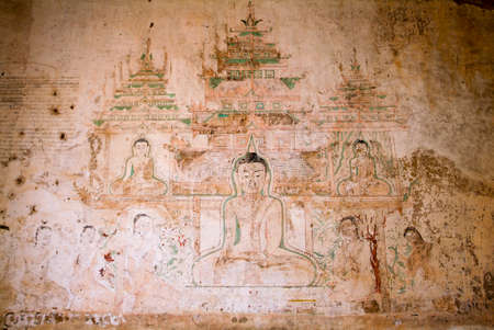 Fresco on Sulamani temple at the archaeological site of Bagan on Myanmarのeditorial素材
