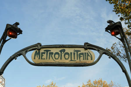 Metro Metropolitain Sign at Paris on Franceのeditorial素材