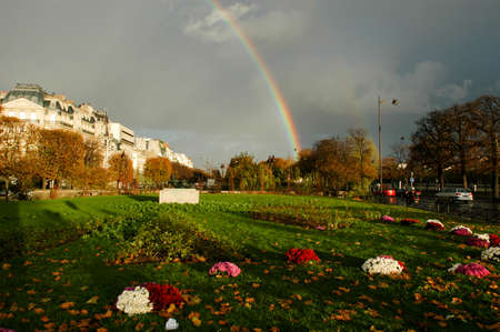 Paris, France - 3 November 2002: rainbow on a park at Paris on Franceのeditorial素材