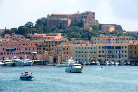 Portoferraio, Italy - 10 July 2011: Harbor and old town of Portoferraio on Elba island, Italy