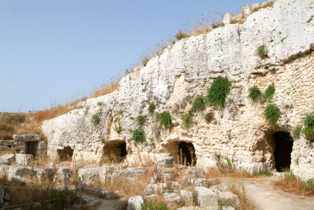 Castle Euralio over Siracusa in Sicily, Italyの写真素材