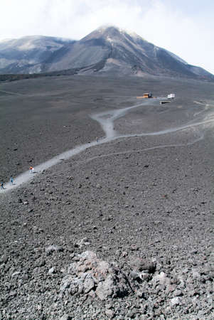 Road to volcano of mount Etna in Sicily, Italyの写真素材