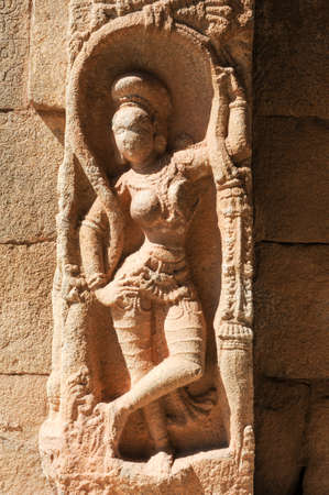 Ancient basrelief of hindu deities in Achyutaraya Temple, Hampi, India