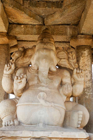 Ganesh statue in the ancient temple of Hampi, Karnataka, Indiaの写真素材