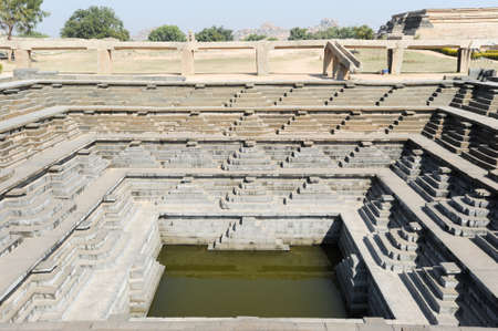 Water tank of Royal Enclosure temple at Hampi on Indiaの写真素材