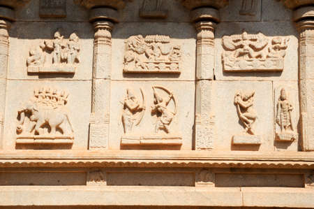 Basrelief artworks of Hazara Rama Temple at Hampi on Indiaの写真素材