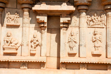 Basrelief artworks of Hazara Rama Temple at Hampi on Indiaの写真素材