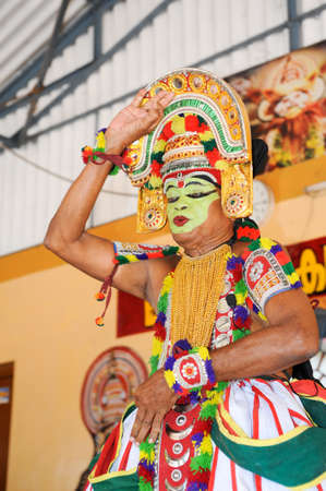 Kollam, India - 18 January 2015: a storyteller with his band performing dance and music at the festival of Kollam on Indiaのeditorial素材