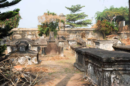 The old Dutch cemetery of Fort Cochin on India