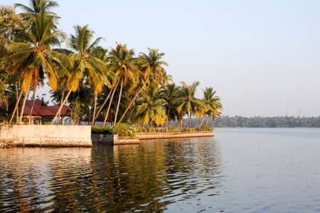 The coast of the backwaters at Kollam on India