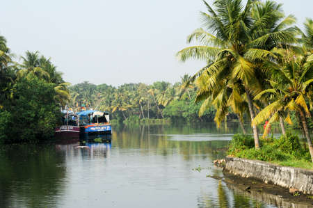 Kollam, India - 20 January 2015: Fisherboat on the way from Kollam to Alleppey on Kerala, Indiaのeditorial素材