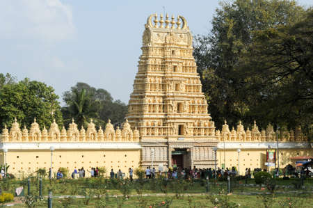 Mysore, India - 23 January 2015: People walking and visiting the temple of Shweta Varahaswami or White Varaha close to Mysore palace.のeditorial素材