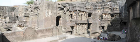 Ellora, India - 5 February 2015: People visiting on walking the Kailas temple in Ellora, Maharashtra state in Indiaのeditorial素材