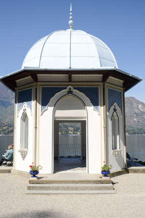 Bellagio, Italy - 13 April 2015: People resting and eating at the summerhouse of Villa Melzi at Bellagio on lake of Como, Italyのeditorial素材