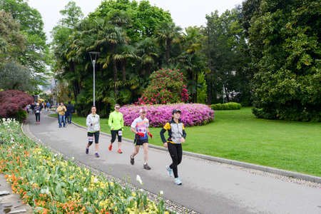 Lugano, Switzerland 26 April 2015: People during the walking contest of Lugano on Switzerlandのeditorial素材