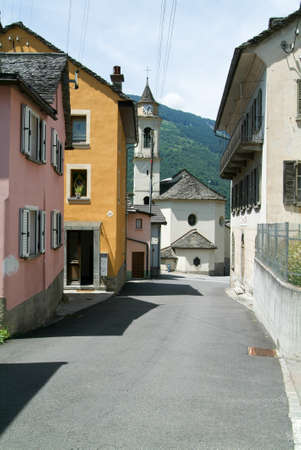 Old rural houses at the village of  Dangio on the Swiss alpsの写真素材