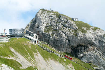 Pilatus Kulm station near the summit of Mount Pilatus on the border between the canton of Obwalden and Nidwalden in Central Switzerlandのeditorial素材