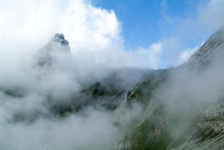 View to the top of Mount Pilatus on the Swiss alpsのeditorial素材