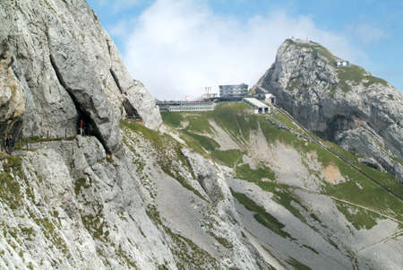 Pilatus Kulm station near the summit of Mount Pilatus on the border between the canton of Obwalden and Nidwalden in Central Switzerlandのeditorial素材