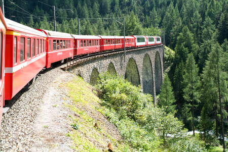 Bernina Express Train, Unesco world heritageのeditorial素材