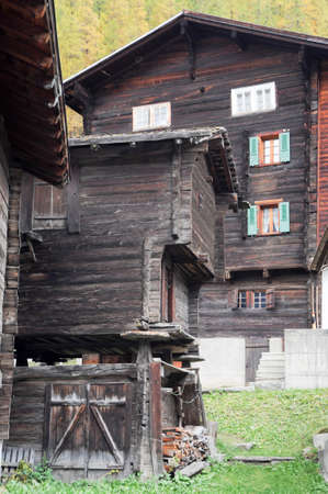 Rural chalet at Geschinen on the Swiss alpsの写真素材