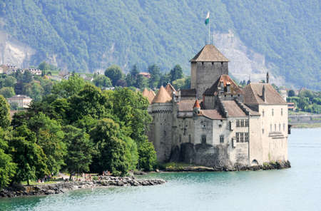 The castle of Chillon in Montreux, Switzerlandの写真素材
