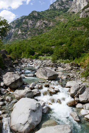 River Maggia in the valley of the same name on the Swiss alpsのeditorial素材
