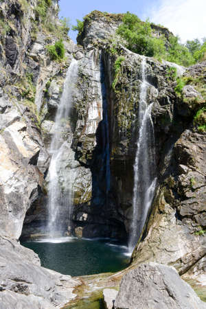 The waterfall of Maggia on the italian part of Switzerlandの写真素材