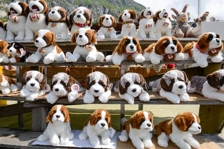 Plush dog Saint Bernard at a market on mount St. Gotthardのeditorial素材