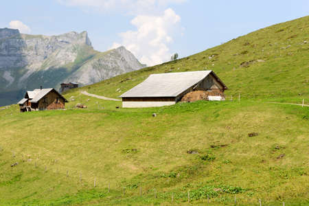 Mountain landscape at Truebsee over Engelberg on the Swiss alpsのeditorial素材