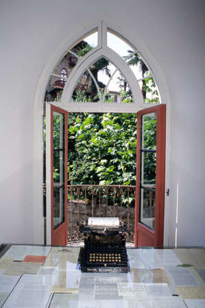 Montagnola, Switzerland - 13 November 2008: original typewriter at Hermann Hesse museum in...