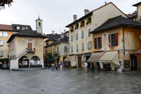 Orta, Italy - 5 September 2015: People visiting on walking the village of Orta on Piedmont, Italyのeditorial素材