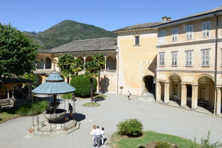 Varallo, Italy - 6 September 2015: People visiting on walking the Sacred  Varallo Sesia village, Piedmont, Italyのeditorial素材