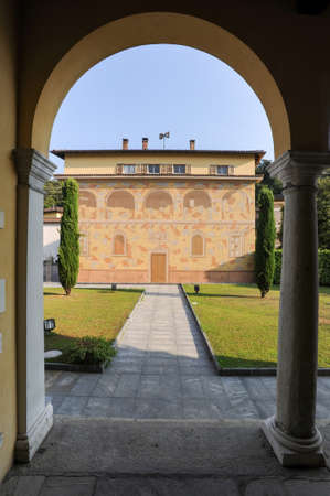 Painted house at Vaglio on the italian part of Switzerlandのeditorial素材