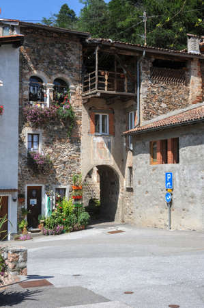 House at the old village of Carabietta on the italian part of Switzerlandの写真素材
