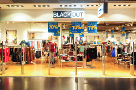 Lugano, Switzerland - 17 july 2014: interior of Black Out fashion clothes store on the mall of Lugano on Switzerlandのeditorial素材