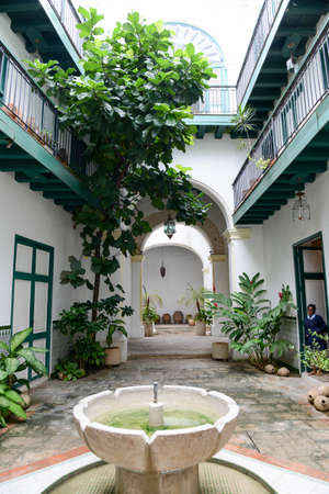 Havana, Cuba - 27 January 2016: patio of de los Arabes house at Old Havana, Cubaのeditorial素材