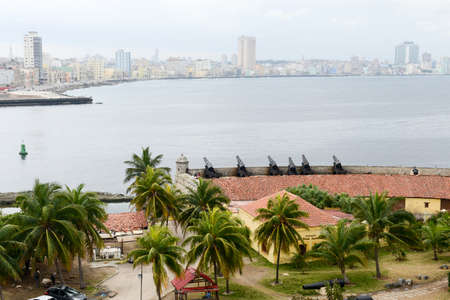 El Morro fortress with the city of Havana in the background, Cubaの写真素材
