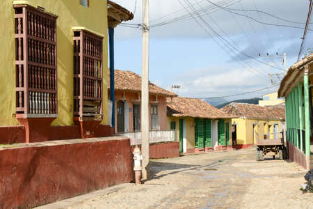 Trinidad, Cuba - 9 january 2016: colorful traditional houses in the colonial town of Trinidad in Cubaのeditorial素材