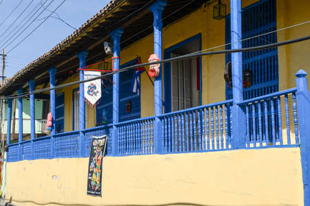 Santiago de Cuba, Cuba - 13 january 2016: people walking in front of Carnival museum at Santiago de Cuba, Cubaのeditorial素材