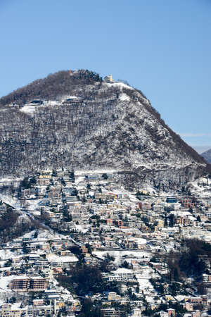 The city of Lugano on the italian part of Switzerlandの写真素材