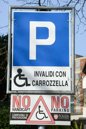 Sign for parking space reserved for disabled peopleのeditorial素材