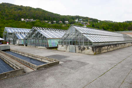 Four greenhouses at Lugano on Switzerlandのeditorial素材