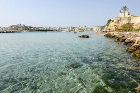 Otranto, Italy - 23 June 2016: Beautiful town of Otranto and its beach on Salento peninsula in Puglia region, Italyのeditorial素材