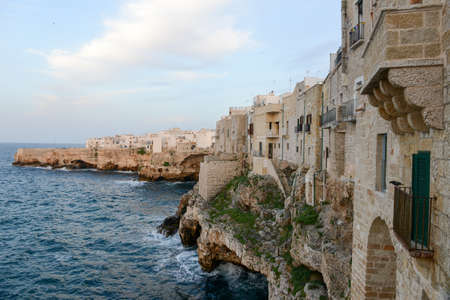 Polignano a mare, scenic small town built on rocks in Puglia, Italyの写真素材