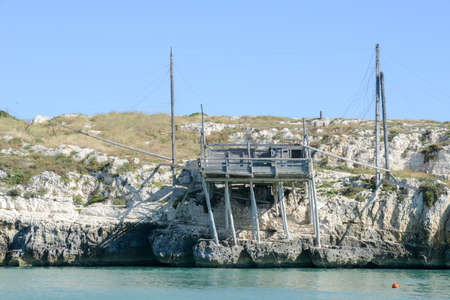 Trabucco at Vieste on Puglia, Italy.の写真素材